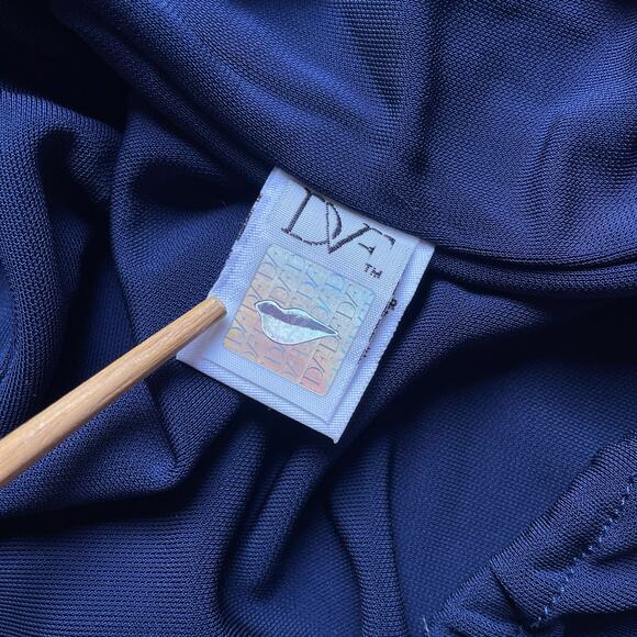 Diane Von Furstenburg NWT Navy Top / Sz L / Faux Wrap / Sleeveless / Designer - Picture 7 of 8